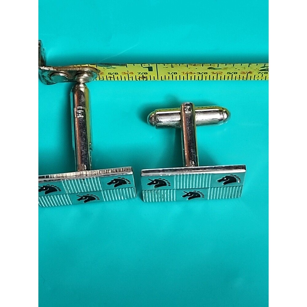 Vintage Silver-Tone Unicorn Cufflinks – Square Men’s Mythical Collectible Gift - Picture 5 of 8